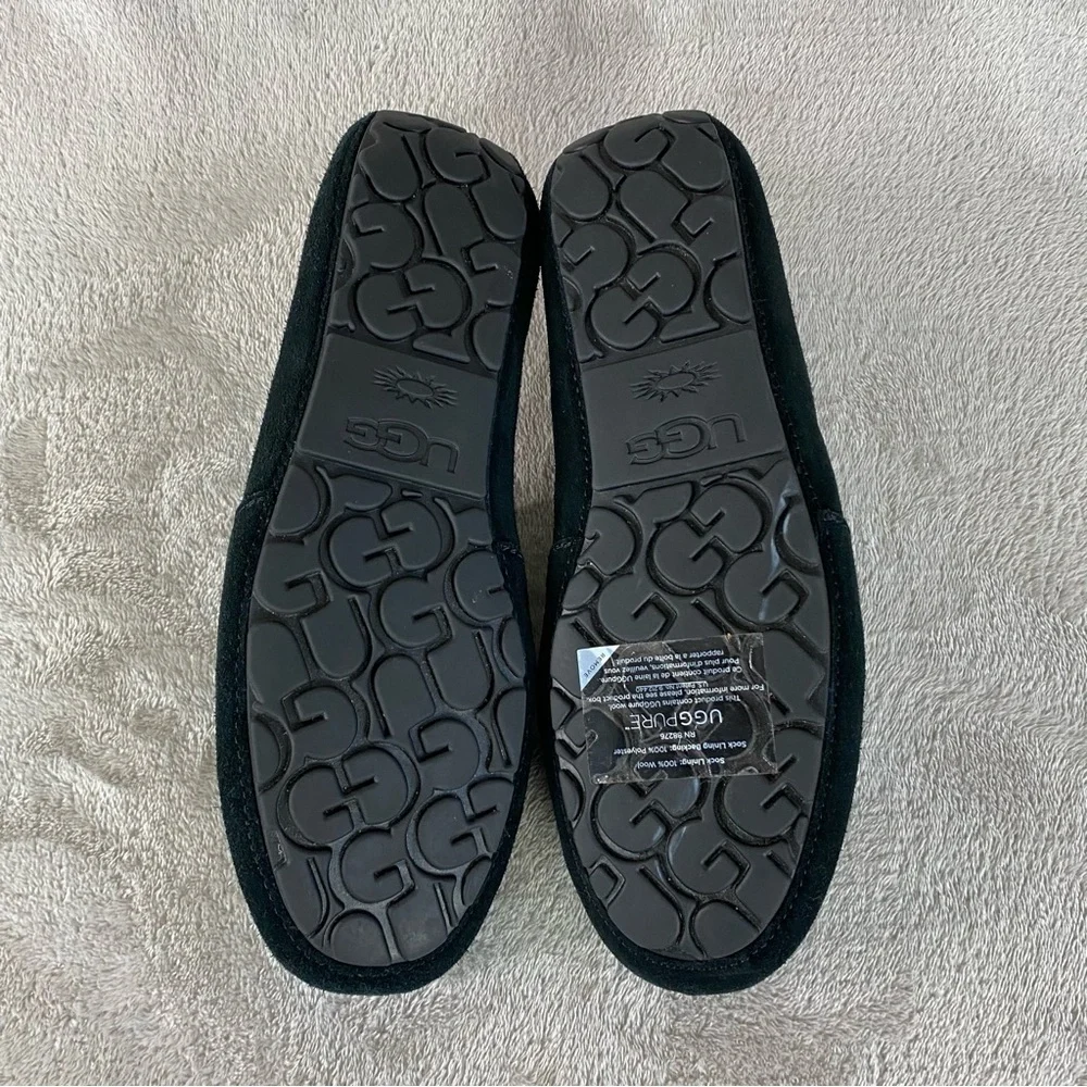 UGG Alamar Men Clog Slippers Size 8 Black Suede Shearling Sheepskin Slip On NEW